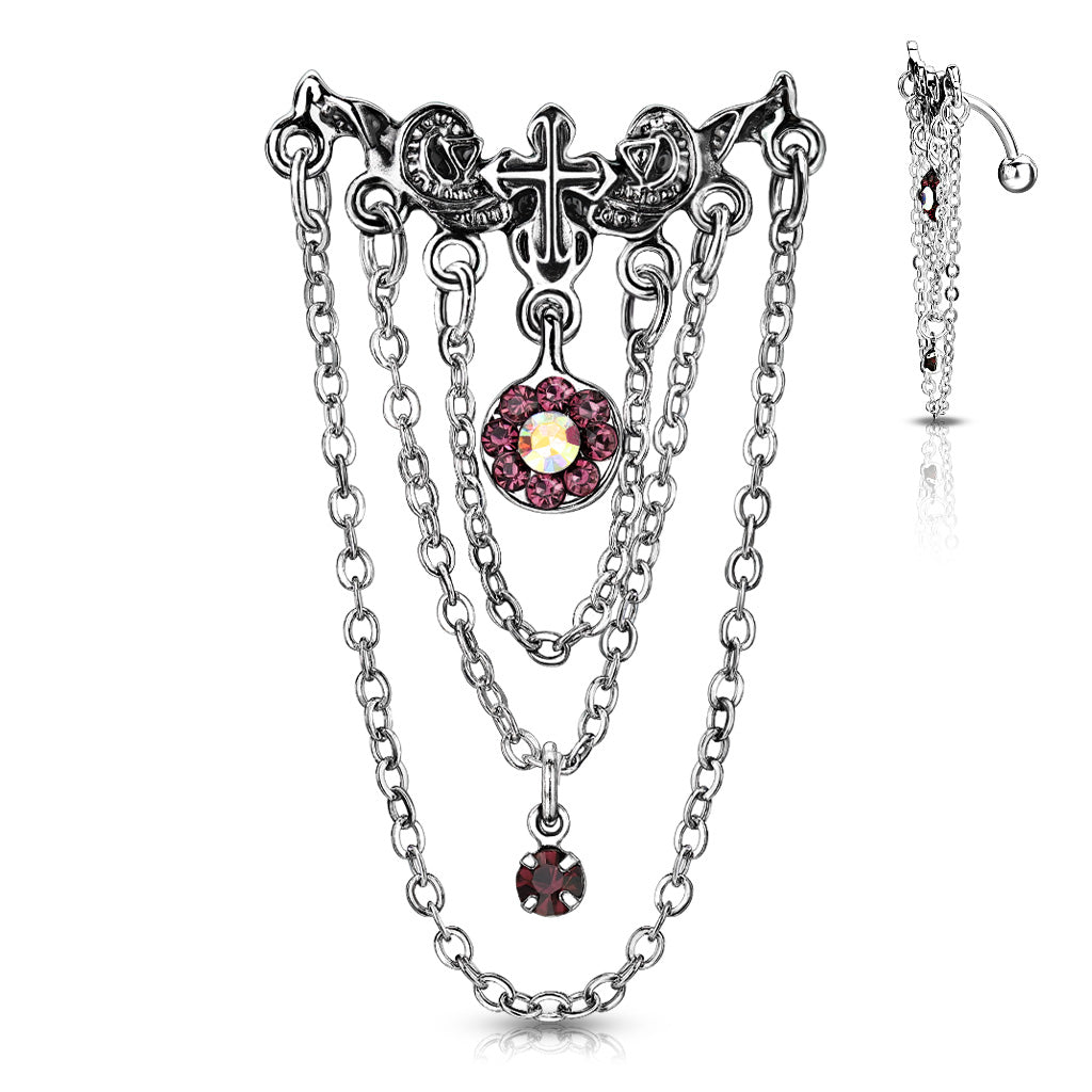 Chrome Luv Top Drop Belly Ring