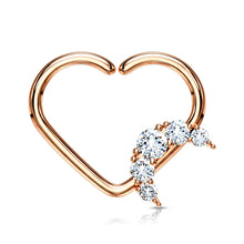 Load image into Gallery viewer, CZ Crescent Heart Hoop