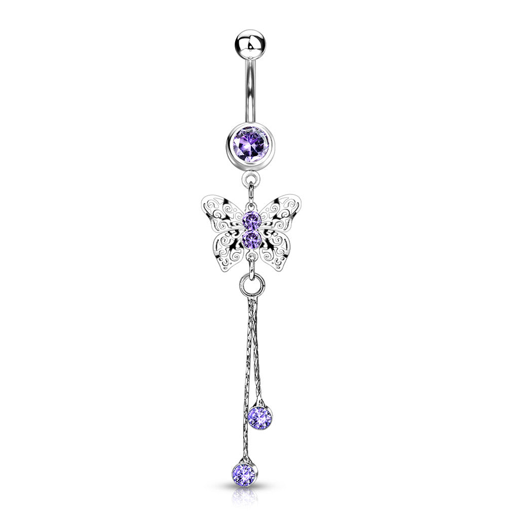 Tanzanite Butterfly Belly Ring