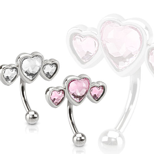 Top Mounted Hearts Curved Barbell